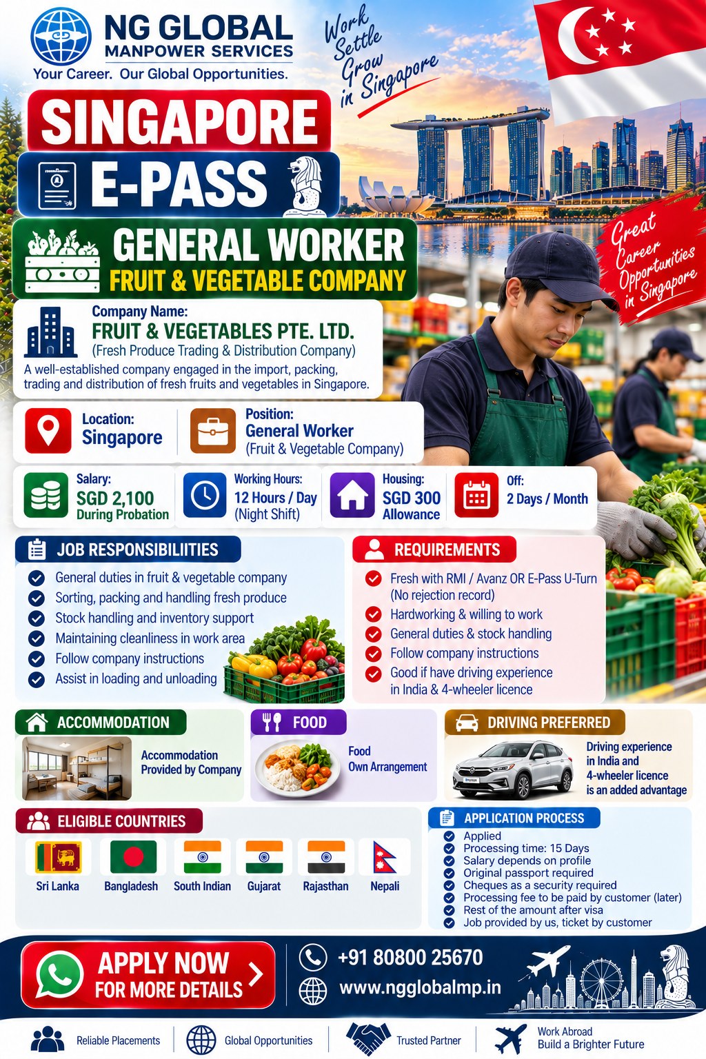 General Service & Maintenance Worker in Singapore (E-Pass)